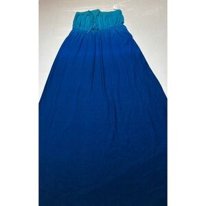 Old Navy Blue Ombre Strapless Maxi Dress S Petite NWT Teal Gradient Tube Dress